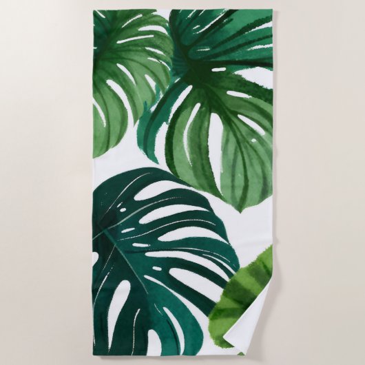 Serviette De Plage Feuilles de Monstera Aquarelle (Devant)
