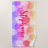 Serviette De Plage Feuilles de Monstera Coucher de soleil tropical Ro (Devant)