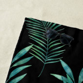 Serviette De Plage Feuilles de palmier noir et vert (En situation)