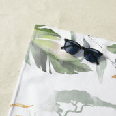 Serviette De Plage Feuilles de palmier Safari Nouveaux Mariés Script (En situation)