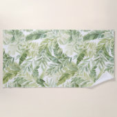 Serviette De Plage Feuilles de palmier vert tropical (Devant)