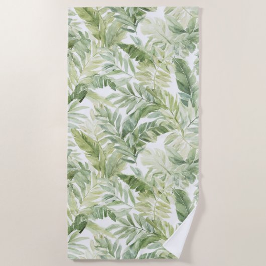 Serviette De Plage Feuilles de palmier vert tropical (Devant)