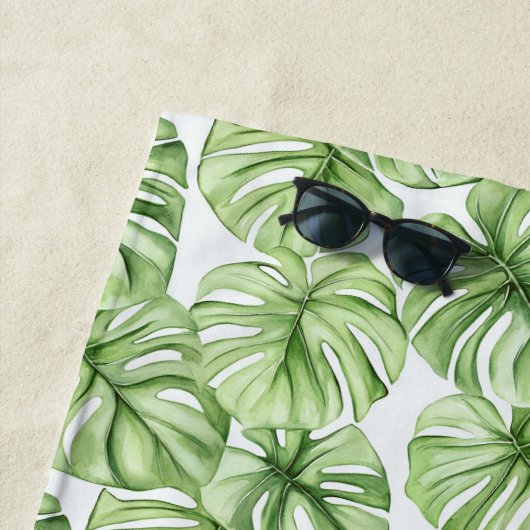 Serviette De Plage Feuilles de palmier vert tropical (En situation)