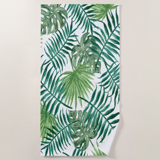 Serviette De Plage Feuilles de palmiers exotiques (Devant)
