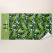 Serviette De Plage Feuilles de verdure tropicale moderne (Devant)