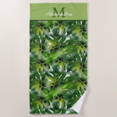 Serviette De Plage Feuilles de verdure tropicale moderne (Devant)