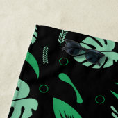 Serviette De Plage Feuilles d'été Tropical-Personnalisé Blanc Nom-Flo (En situation)