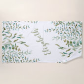 Serviette De Plage Feuilles d'Eucalyptus Watercolor  (Devant)