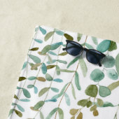 Serviette De Plage Feuilles d'Eucalyptus Watercolor  (En situation)