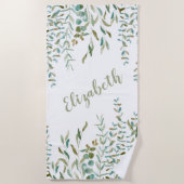 Serviette De Plage Feuilles d'Eucalyptus Watercolor (Devant)