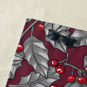 Serviette De Plage Feuilles gris sur rouge foncé (En situation)