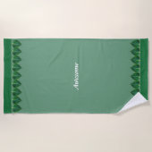Serviette De Plage Feuilles plantes sur Vert Personnalisé (Devant)