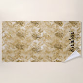 Serviette De Plage Feuilles Tropical Gold Sand (Devant)