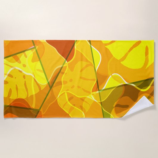 SERVIETTE DE PLAGE FEUILLES TROPICALES ABSTRAITES (Devant)