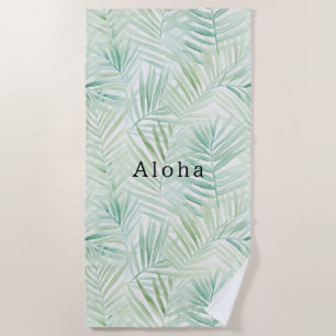 Serviette De Plage Feuilles Tropicales Vertes Aloha