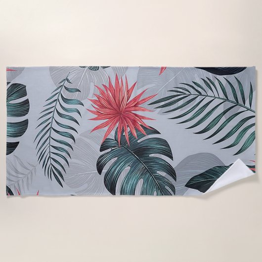 Serviette De Plage Feuilles tropicaux (Devant)