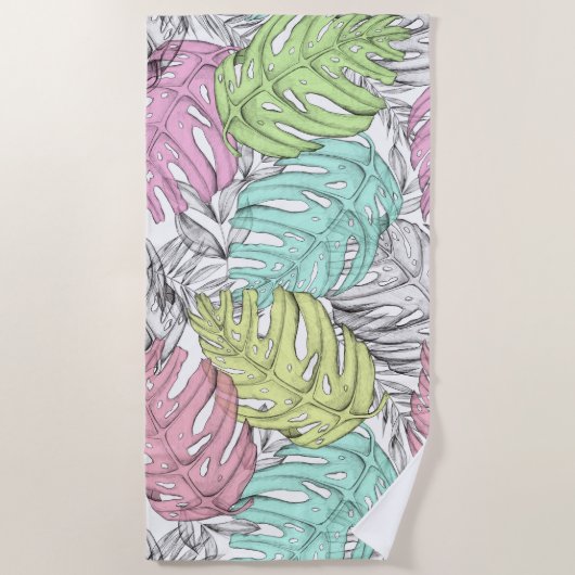 Serviette De Plage Feuilles tropicaux (Devant)