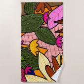 Serviette De Plage feuilles tropicaux Abstraits et fleurs (Devant)