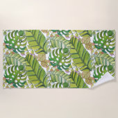 Serviette De Plage Feuilles Tropicaux En Aquarelle (Devant)