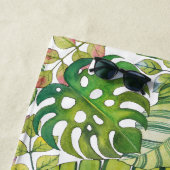 Serviette De Plage Feuilles Tropicaux En Aquarelle (En situation)