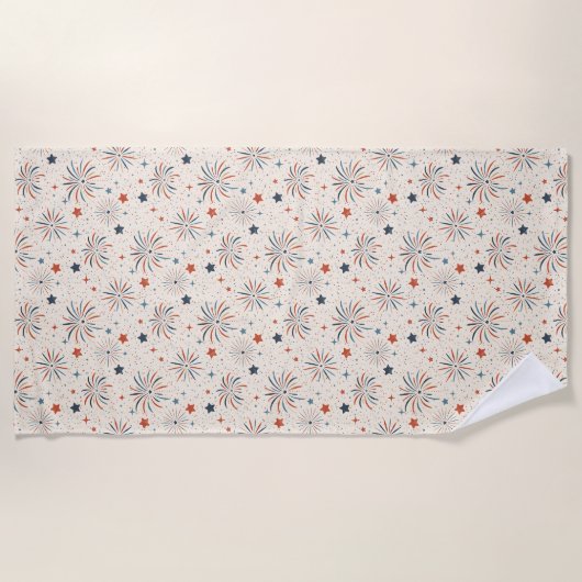 Serviette De Plage Feux d'artifice et étoiles (Devant)