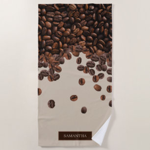 Serviette De Plage Fèves de café Nom personnalisé