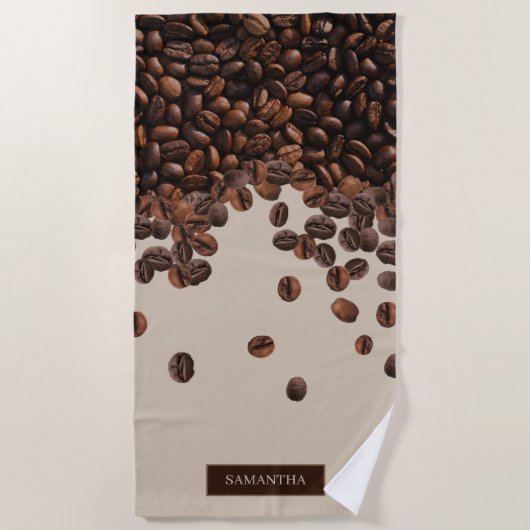 Serviette De Plage Fèves de café Nom personnalisé (Devant)