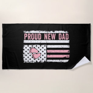 Serviette De Plage Fier Nouveau Papa Nouvelle Fille Bébé Fête des pèr