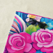 Serviette De Plage Fierce Elegance : Personnalisable Art Floral Tiger (En situation)