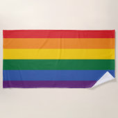 Serviette De Plage Fierté LGBTQ+ Vibrante Rayures arc-en-ciel (Devant)