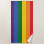 Serviette De Plage Fierté LGBTQ+ Vibrante Rayures arc-en-ciel (Devant)