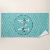 Serviette De Plage Fil Crochet Hook & Artisanat Nom / Dark initial (Devant)