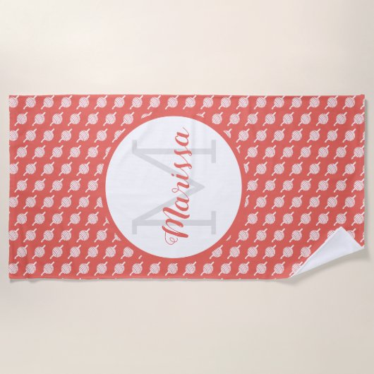 Serviette De Plage Fil Crochet Hook & Artisanat Nom / Initiale (Devant)