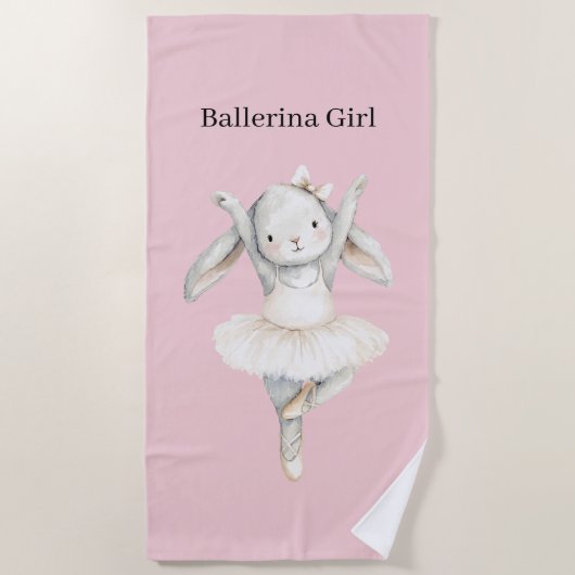 Serviette De Plage Fille Ballerine Lapin en Tutu (Devant)