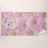 Serviette De Plage Fille Blush Rose Daisers Personnalisé Monogramme (Devant)