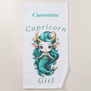 Serviette De Plage Fille Capricorne Sirène Thunder_Cove