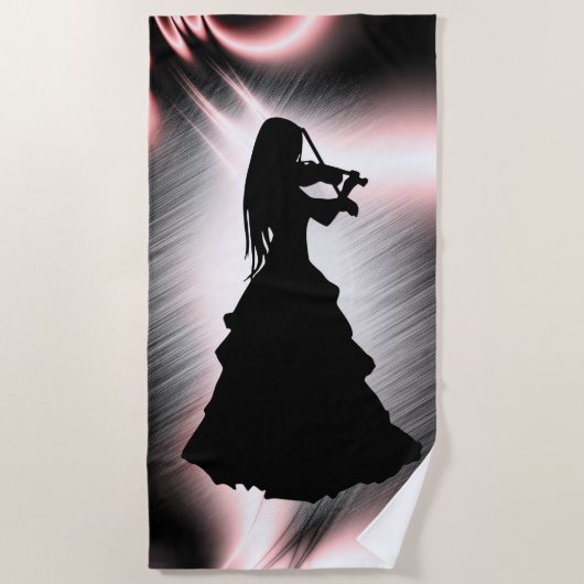 Serviette De Plage Fille Gitane Joue du Violon (Devant)