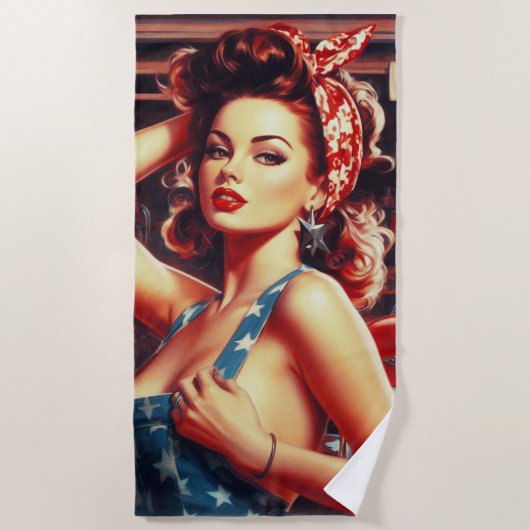 Serviette De Plage Fille mécanique rétro (Devant)