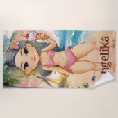 Serviette De Plage Fille personnalisée Tropical (Devant)