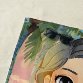 Serviette De Plage Fille personnalisée Tropical (En situation)