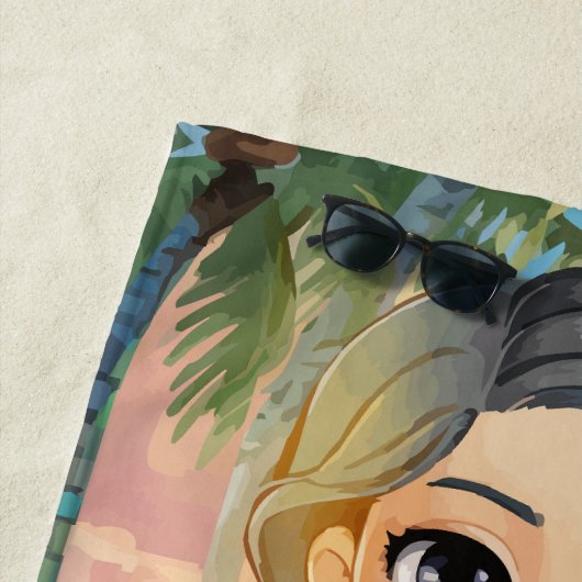 Serviette De Plage Fille personnalisée Tropical (En situation)