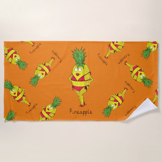 Serviette De Plage Fille Pin-Up Ananas Fruit Drôle (Devant)