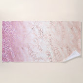 Serviette De Plage Fille Rose Blush Peach Empreinte de léopard Tie Te (Devant)