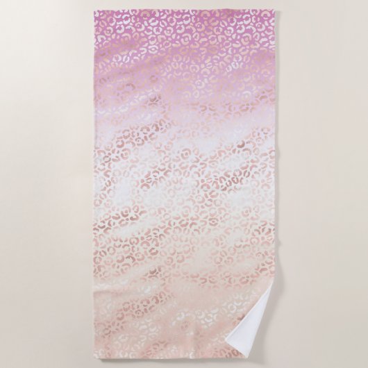 Serviette De Plage Fille Rose Blush Peach Empreinte de léopard Tie Te (Devant)