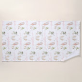 Serviette De Plage Fille rose moderne cocktail fleur sauvage élégant  (Devant)
