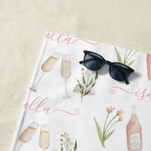 Serviette De Plage Fille rose moderne cocktail fleur sauvage élégante
