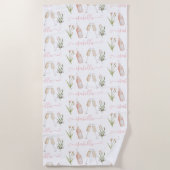 Serviette De Plage Fille rose moderne cocktail fleur sauvage élégante (Devant)