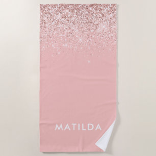Serviette De Plage Fille rose moderne parties scintillant simple fémi