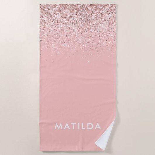 Serviette De Plage Fille rose moderne parties scintillant simple fémi (Devant)