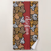 Serviette De Plage Fille Rouge Joueuse Coeurs Posters de animaux Nom (Devant)